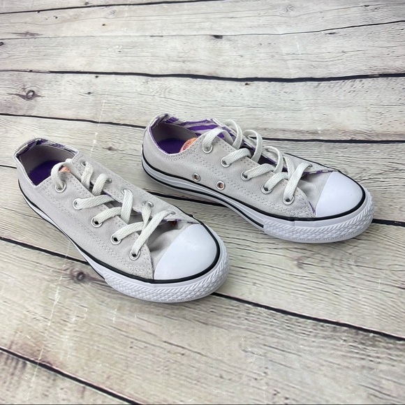Converse All Star Double Tongue Junior Unisex Shoes Off white/Light Gray size 1 - Picture 9 of 10